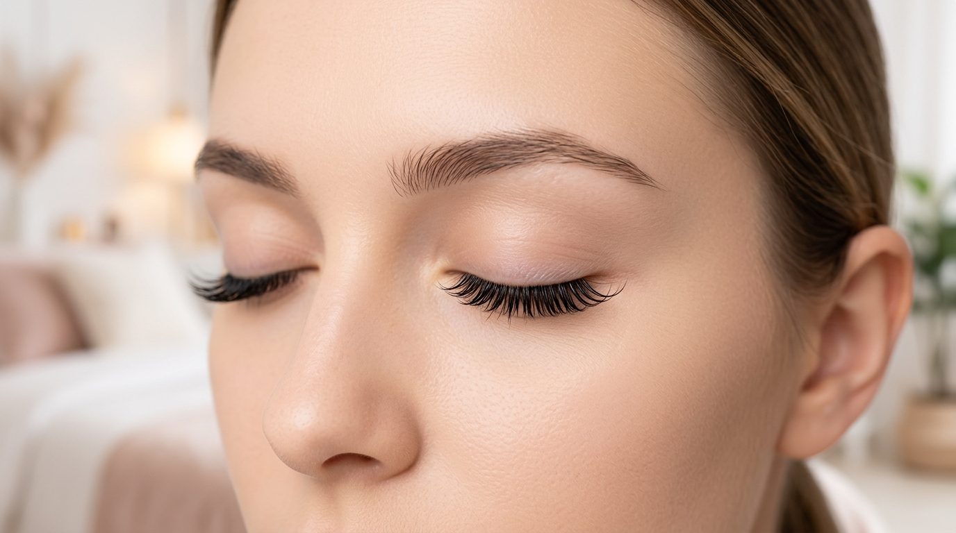 Lifted and tinted natural lashes after a keratin lash lift at The Brow Clinic NY, Huntington Long Island